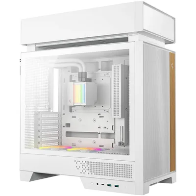 DeepCool CL6600 Computer Case, Pre-installed 360mm ARGB Liquid Cooler & 2x FL12R SE ARGB Fans, ABS + SPCC + Tempered Glass Material, White