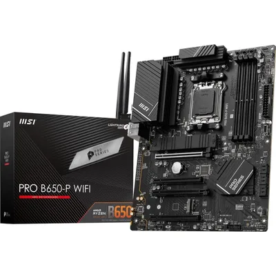 MSI PRO B650-P WiFi ProSeries Motherboard (AMD Ryzen 9000/8000/7000 Series Processors, AM5, DDR5, PCIe 4.0, M.2, SATA 6Gb/s, USB 3.2 Gen 2, HDMI/DP, Wi-Fi 6E, Bluetooth 5.3, 2.5Gbps LAN, ATX)