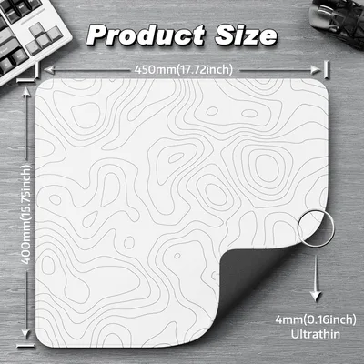 ATTACK SHARK CM02 Gaming Mouse Pad for Esports Speed Large Mouse mats for Desk Waterproof Surface Stitched Edges and Anti-Slip Rubber Base Size L Laminate 17.72” x 15.75” x 0.16” White