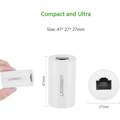 UGREEN RJ45 Coupler Cat7 Cat6 Cat5e Ethernet Cable Extender Female to Female Coupler with Lightning Protection