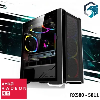 EC Power 580-5811 Gaming PC 5Gen AMD Ryzen 5 5500 6-Cores w/ AMD Radeon RX 580 XT  8GB DDR5 & Advanced Air Cooler