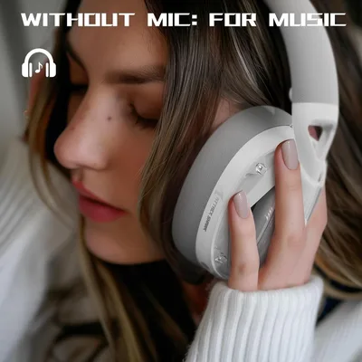 ATTACK SHARK L60 Wireless Over-Ear Gaming Headset,40mm Drivers,Detachable Noise Cancelling Mic,Memory Foam Ear Pads,3 Modes USB Computer Headset with 5.1 Surround Sound for PC/Mac/PS4/PS5-White