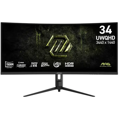 MSI MAG 342CQRF E20 34" UWQHD 4K Curved 1500R 200Hz ,0.5ms , sRGB 110% 1.07B Color HDR Ready AI Vision Less Blue Light Adaptive-Sync - Black