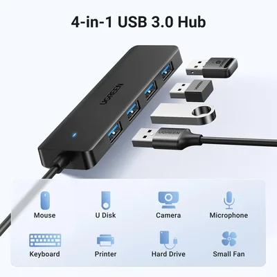 UGREEN USB 3.0 Hub, 4 Ports USB A Splitter Ultra-Slim USB Expander for Mouse, Keyboard, Flash Drive, U Disk, Printer Compatible with Laptop, Desktop PC, Xbox, PS5, and More