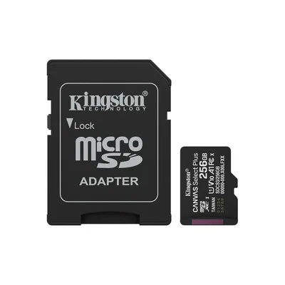 Kingston SDCS3/256GB Canvas Select Plus microSDXC Card Up to 150MB/s A1 Class 10 UHS-I with Adapter