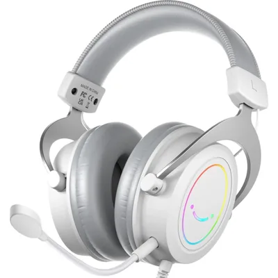 FIFINE Ampligame H3 Wired Gaming Headset with Microphone, Dynamic RGB Light 50mm Drivers, Soft earcups, 3.5mm jack connection, Passive noise canceling, Plug-and-play on PC, PS4, PS5, and Xbox White