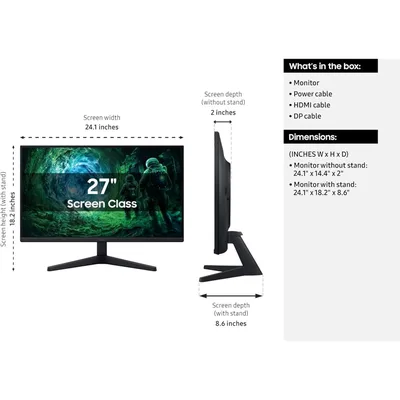 SAMSUNG 27" Odyssey G5 G53F IPS 2K QHD 200Hz Refresh Rate, HDR10, AMD FreeSync™ Premium, Black Equalizer, Auto Source Switch