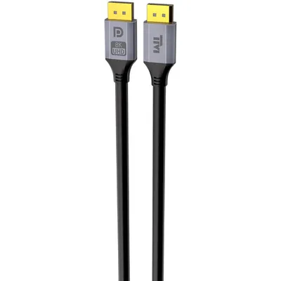 Twisted Minds Display Port Cable, Resolution 8K/60Hz, 4K/144Hz, 4K/120Hz, 4K/60Hz Bandwidth 32.4Gbps, 2 Meter, Bare Copper, Gray | TM-DP-2M