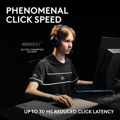 Logitech G PRO X2 SUPERSTRIKE Lightspeed Wireless Gaming Mouse, Fast Performance, Ultra Lightweight (61 g), Customizable Click Haptics, USB-C, for PC/Mac/Laptop - White