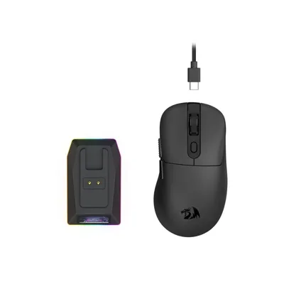 Redragon M998 Ultra Lightweight Wireless Gaming Mouse 3950 Sensor with RGB Magnetic Charging Dock, BT/2.4G Wireless/Wired Optical Mice, 30000 DPI, 5 Programmable Buttons for PC/Mac, Black
