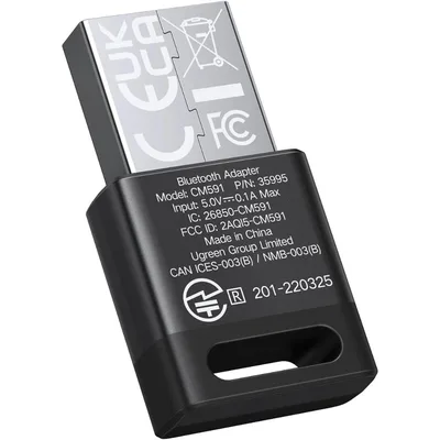 UGREEN USB Bluetooth 5.3 Adapter for PC Bluetooth Dongle Receiver Plug & Play, For Windows 11/10/8.1 Only, Desktop, Laptop, Works with Mice, Keyboards, Headphones, Speakers, Printer