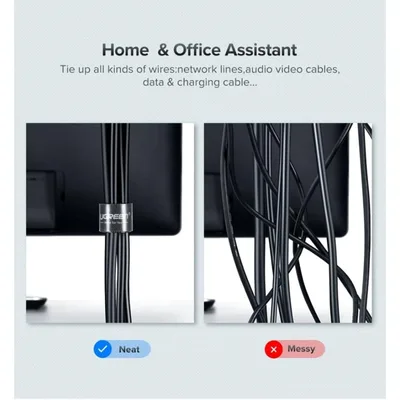UGREEN UG-40356 Velcro Straps Cable Organizer 5m (Black) - Custom Cut to Length - Easy Cable Management and re-usable