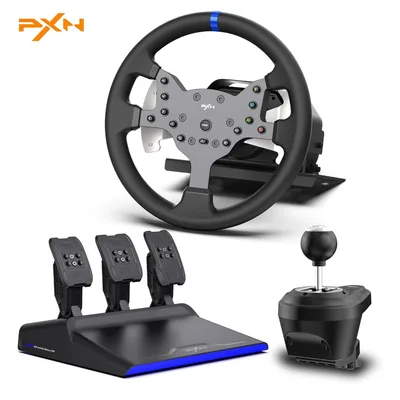 PXN V99 Gaming Racing Wheel, Driving Force Feedback Steering Wheel with Pedals and Shifter-Tools APP - Racing Wheel for PC, Xbox Series X|S, X and PS4