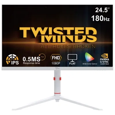 Twisted Minds Frost Series 24" FHD, IPS, 180HZ, 0.5MS, Fast IPS, HDMI 2.1 Gaming Monitor - White