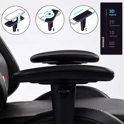 Gaming Chair, Office Chair with Footrest, Ergonomic Gaming Chair, PC Gamer Racing Chair, Adjustable Armrest, Swivel Chair, Massage Lumbar Support, PU Leather-Gray
