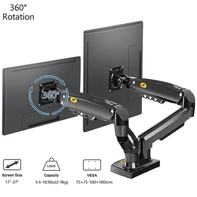 NB North Bayou F160 Dual Monitor Desk Mount Stand Full Motion Swivel Computer Monitor Arm for Two Screens 17-27 Inch