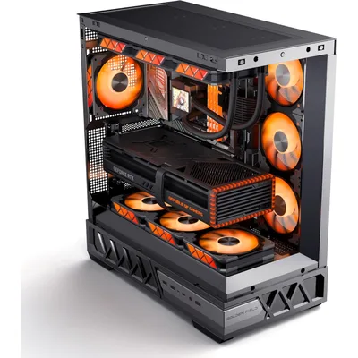 Golden Field Parallel World Gaming PC ATX Medium Tower Computer 4XFan Case,Compatible Micro ATX/Mini ITX,Support 360 Water Cooling/Easy Removal/Back Plug Main Board /270 ° Ocean View Room Chassis- BLACK