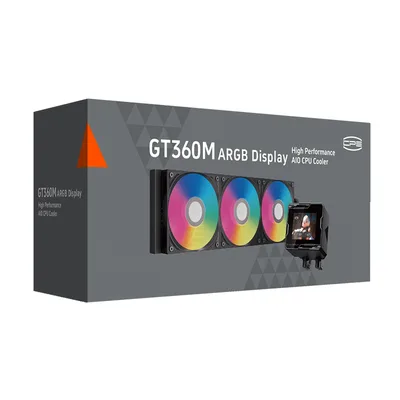 CPS GT360M ARGB Display AIO CPU Liquid Cooler, 300W TDP, Customizable 2.8" IPS LCD Display, Ceramic Bearing Pump, High Performance Fans, for Intel LGA1851/1700/1200/115X & AMD AM5/AM4, Black
