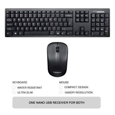 Lenovo 100 Wireless Combo Keyboard with Mouse Arabic / English - Back