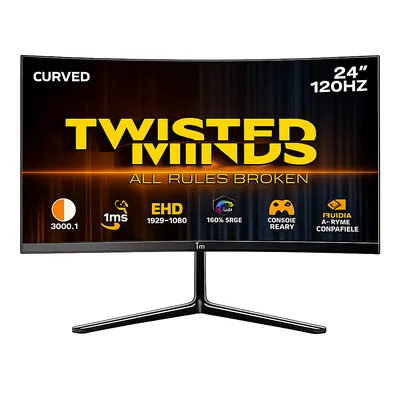 Twisted Minds 24" Curved FHD 120HZ, 1 MS, HDMI 2.1 Gaming Monitor