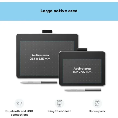 Wacom One Medium Battery-Free EMR-Pen, Bluetooth Connection, For Windows, Mac, Chromebook & Android – Perfect For Creative Beginners, Drawing Digitally & Everyday Office Tasks.