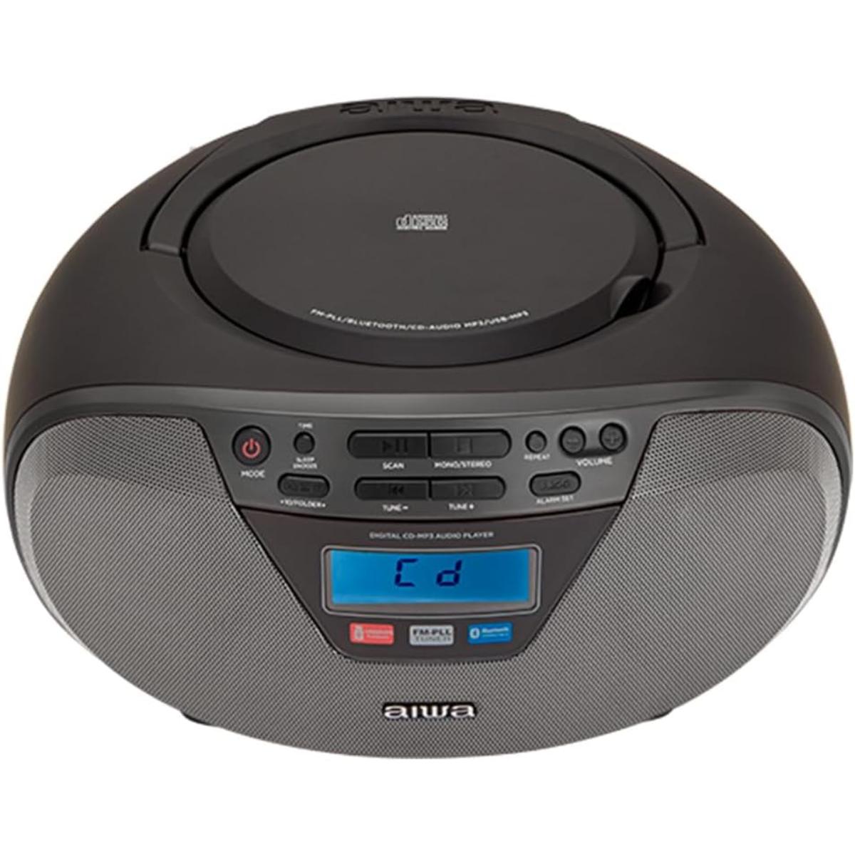 Aiwa BBTU-400BK Portable CD Radio with Bluetooth and USB, Color Display, RDS, FM PLL, Alarm Function, Colour Black