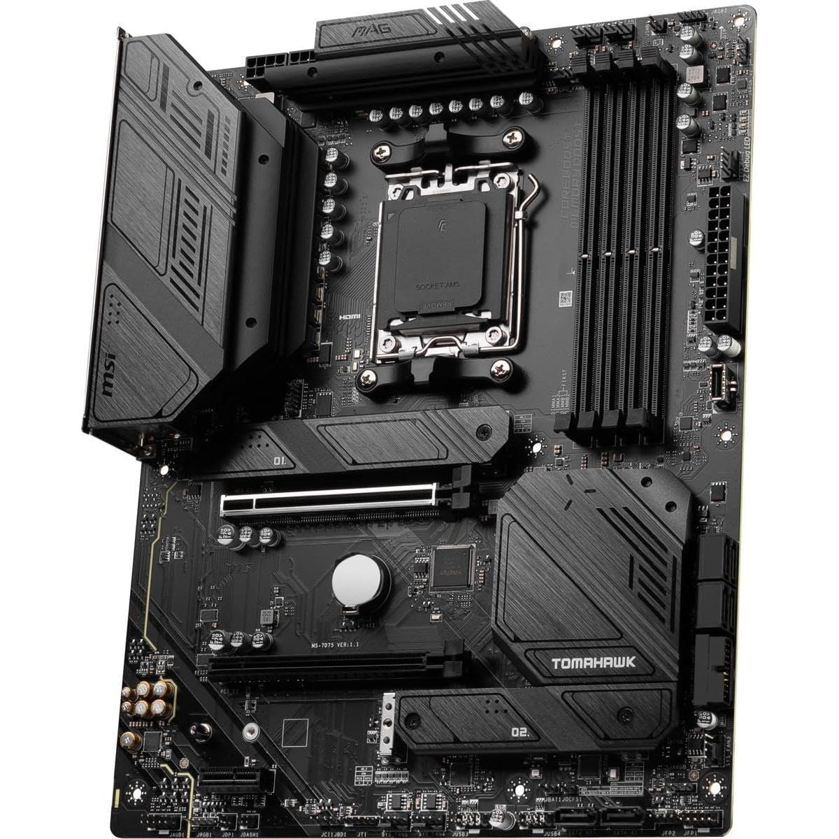 MSI MAG B650 Tomahawk WiFi Gaming Motherboard (AMD Ryzen 9000/8000/7000 Series Processors, AM5, DDR5, PCIe 4.0, M.2, SATA 6Gb/s, USB 3.2 Gen 2, HDMI/DP, Wi-Fi 6E, Bluetooth 5.3, 2.5Gbps LAN, ATX)