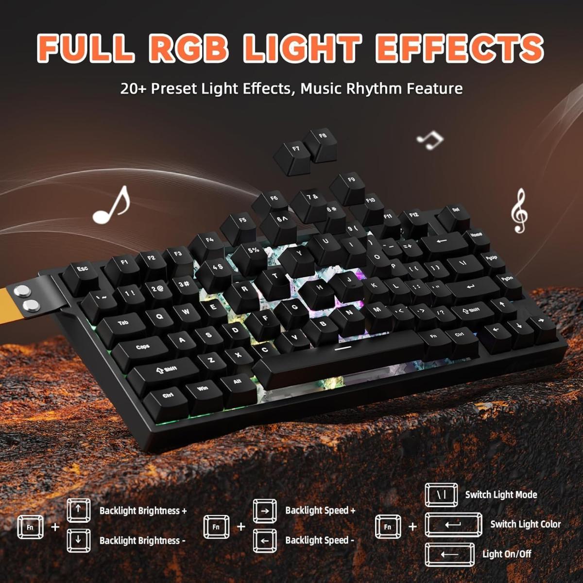 ATTACK SHARK R82 HE Rapid Trigger Wired Mechanical Gaming Keyboard TKL NKRO with 8K Polling,0.005mm RT Accuracy,256K Scan Rate,5 Layer Sound Damped,Hall Effect Magnetic Switch,Driver for PC Mac(Black)