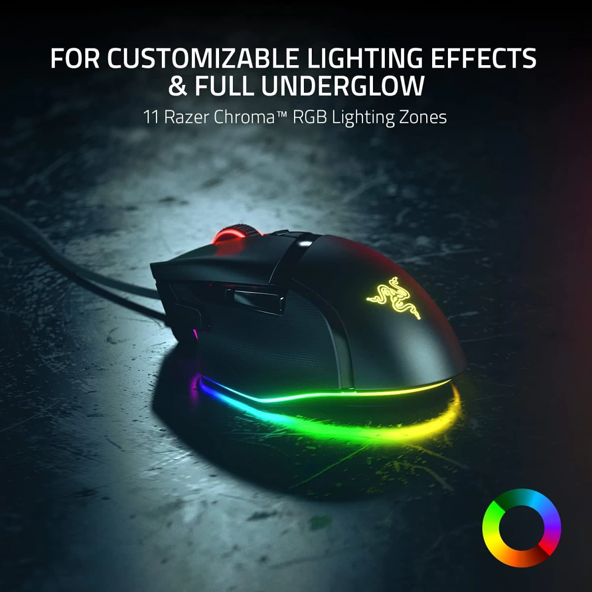 Razer Basilisk V3 Customizable Fastest Switch Chroma RGB 26K DPI 11 Buttons HyperScroll Wheel - Black