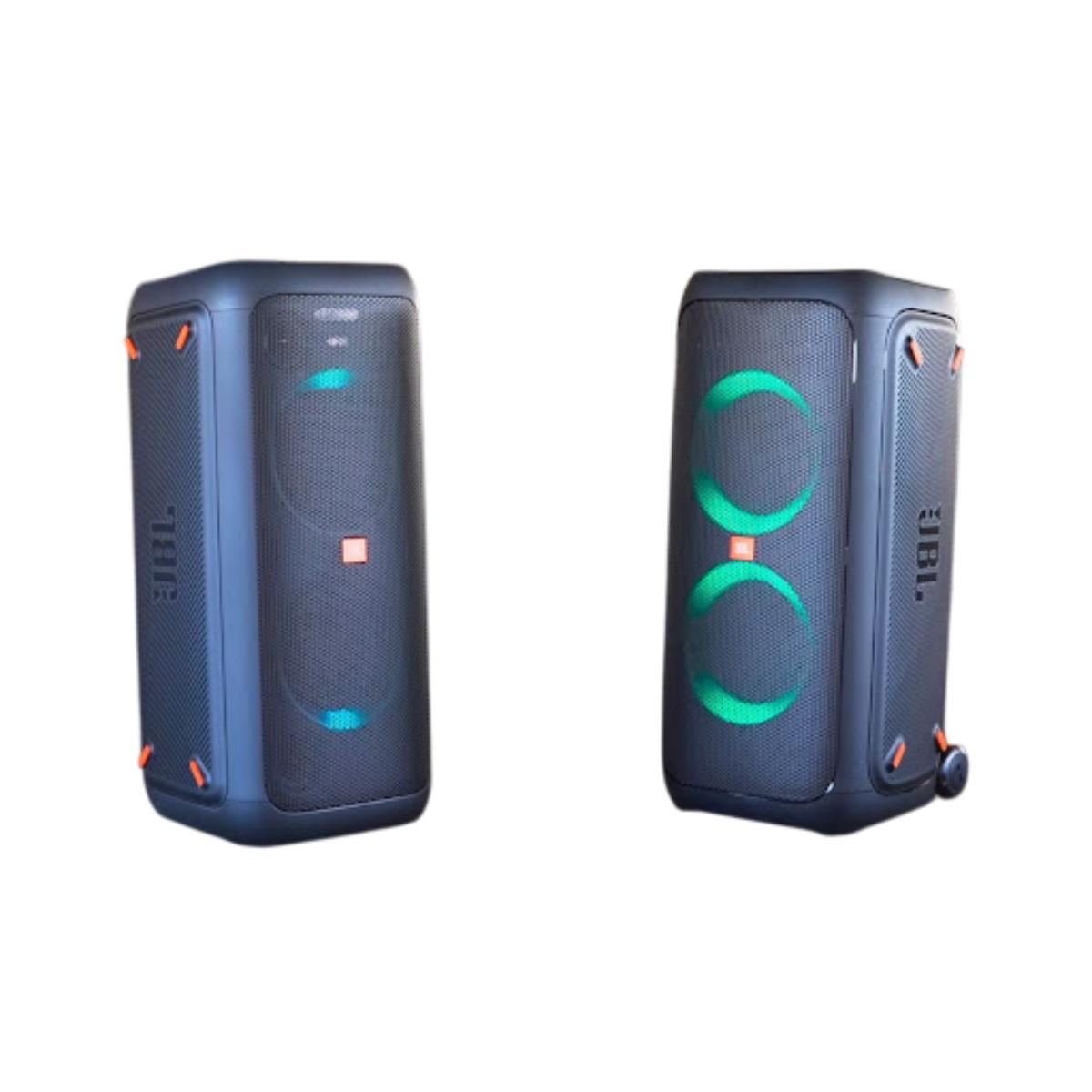 JBL Partybox 310 Portable Party Speaker 240W Output Power 2x 6.5" Woofers & Two 2.5" Tweeters Up to 18 Hours of Play Time USB Playback & Device Charging, Wheels & Telescoping Handle, IPX4 Splashproof - Black