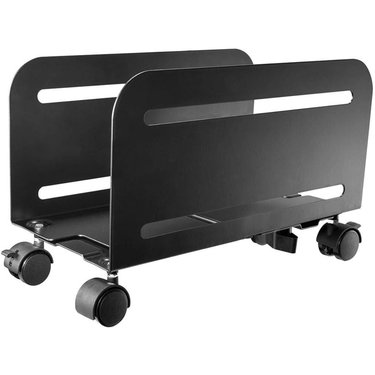 PC Tower Mobile Stand - Steel Construction, Black Powder-Coated - Workstream Collection, Alloy steel