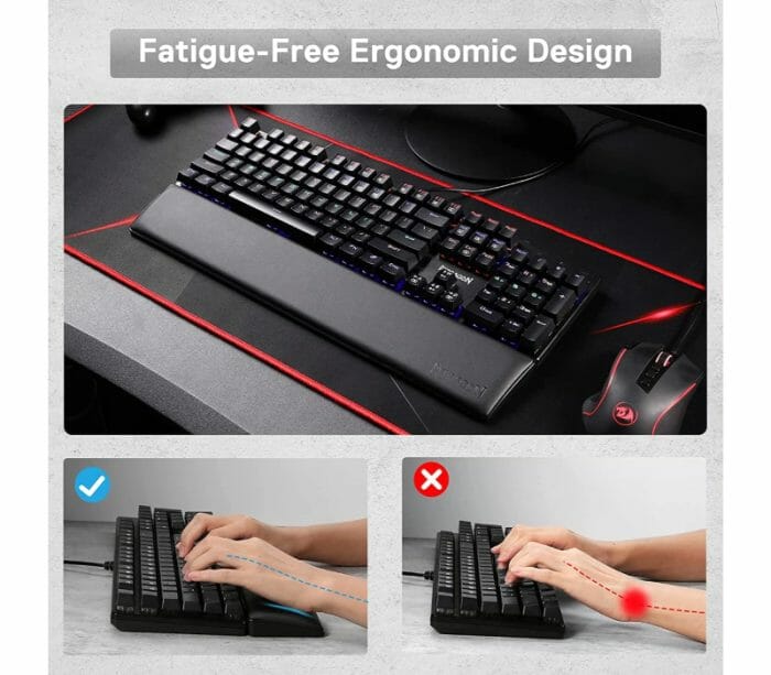 Redragon P037 Meteor L Keyboard Wrist Rest Pad Soft Memory Foam w/ Anti-Slip Rubber Base For 100% 104 Keys Compact Size