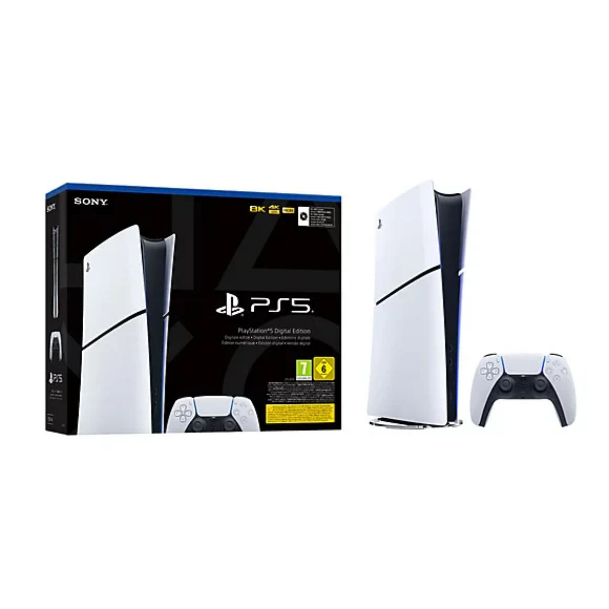 Sony PS5 PlayStation 5 Digital Edition Gaming Console  Wireless Controller 825GB SSD, 120Hz 8K Output, White