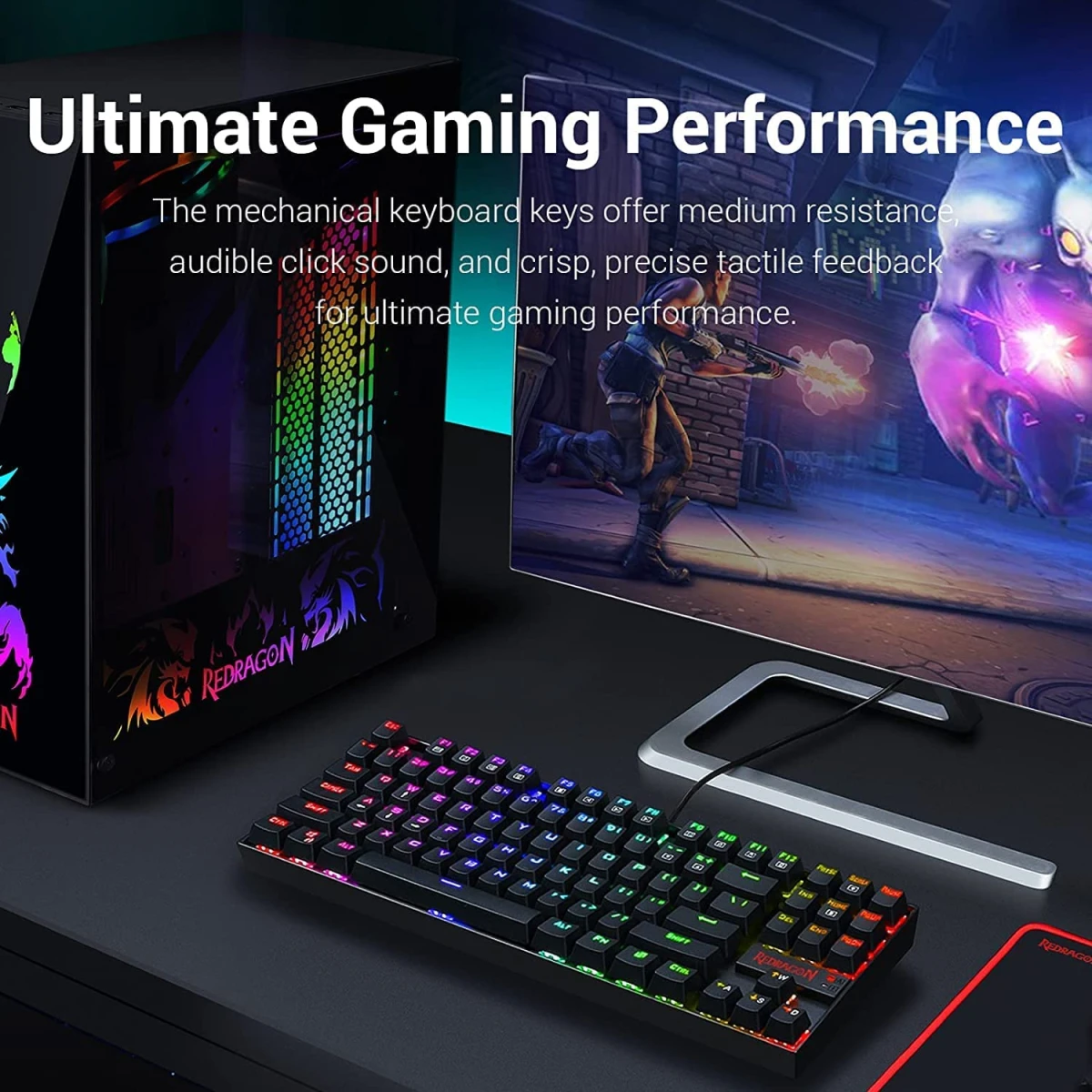 REDRAGON K552RGB-BA GAMING 2 IN 1 COMBO Wired Mechanical RGB LED Backlit 60% Keyboard & 7200 DPI Mouse