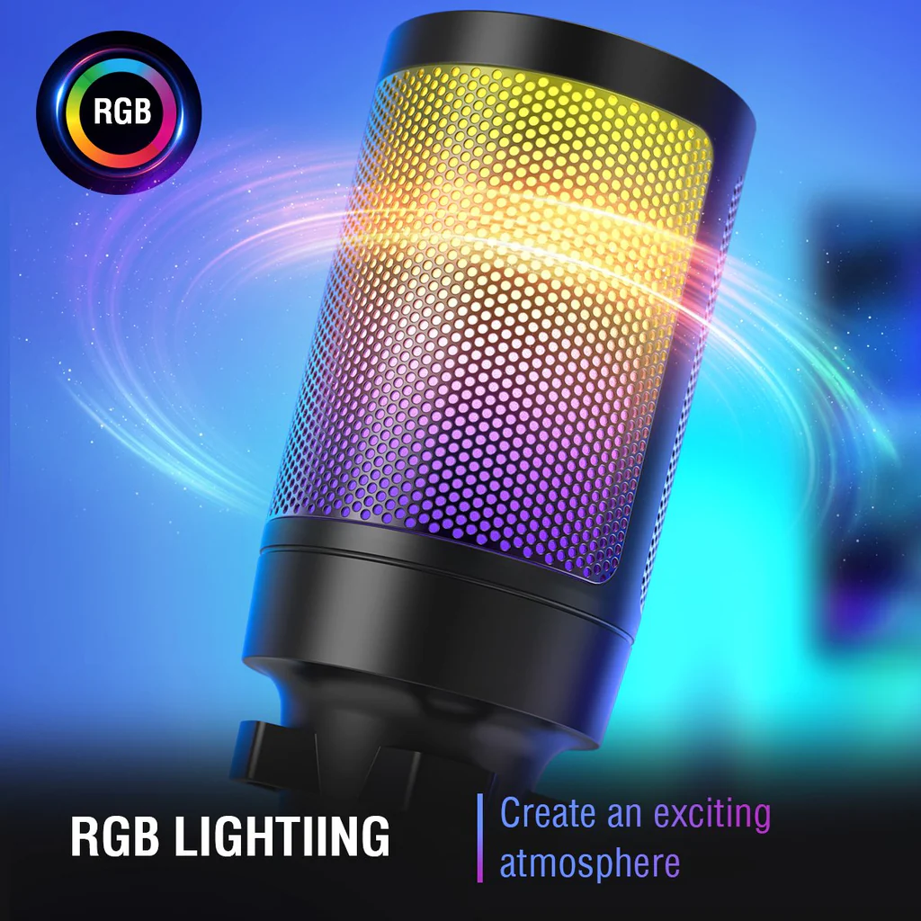 FIFINE Ampli Game A6V USB Microphone with Volume Dial, Mute Button & RGB for Gaming on PC | Laptop | PS4 | PS5 .