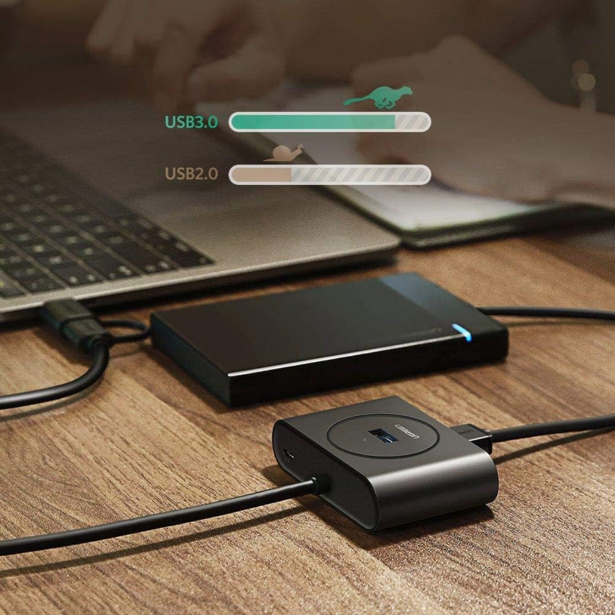 UGREEN 2-in-1 4-Port USB 3.0 to USB-C and USB-A with 5Gbps Data Speed and OTG Function Compatible (1M) - Black