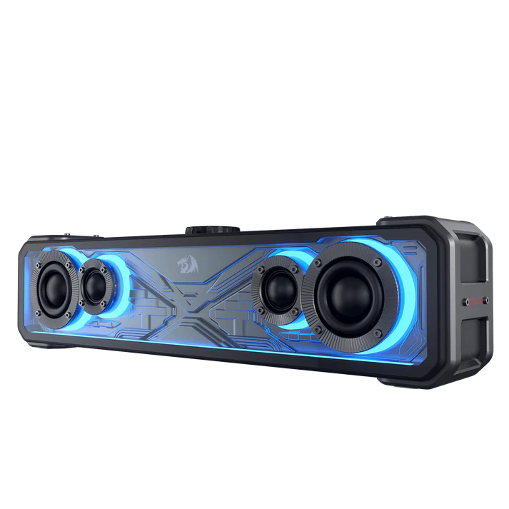 Redragon GS817 RGB Desktop Soundbar, 2.0 Channel Stereo Speakers for Desktop w/Massive 30W Max Power, Touch-Control, Bluetooth 5.3 & 3.5mm AUX Inputs, Black