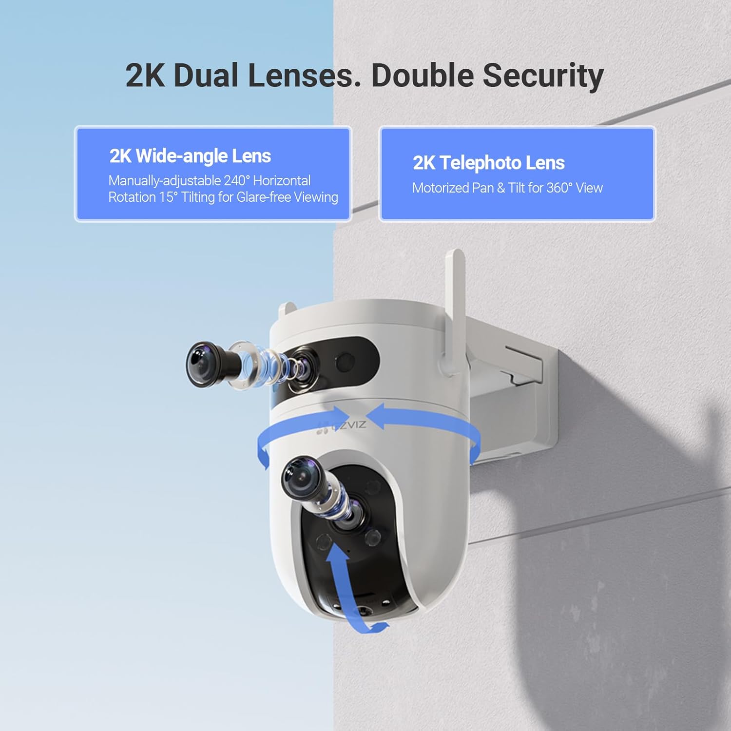 EZVIZ by Hikvision 3K H9C Dual-Lens 4K(5MP+5MP) Pan & Tilt Wi-Fi Camera|2-Way Talk|AI-Powered Human/Vehicle Detection|Active Defense with Siren and Strobe Light|Weatherproof Design|Upto 512GB Support hover