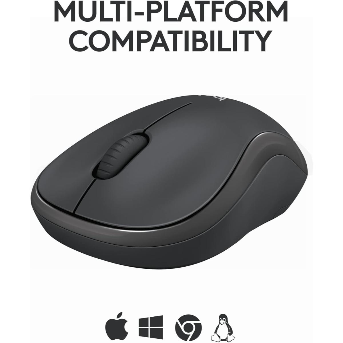 Logitech M240 Silent Bluetooth Mouse, Wireless, Compact, Portable, Smooth Tracking, 18-Month Battery, for Windows, macOS, ChromeOS, Compatible with PC, Mac, Laptop, Tablets-Black