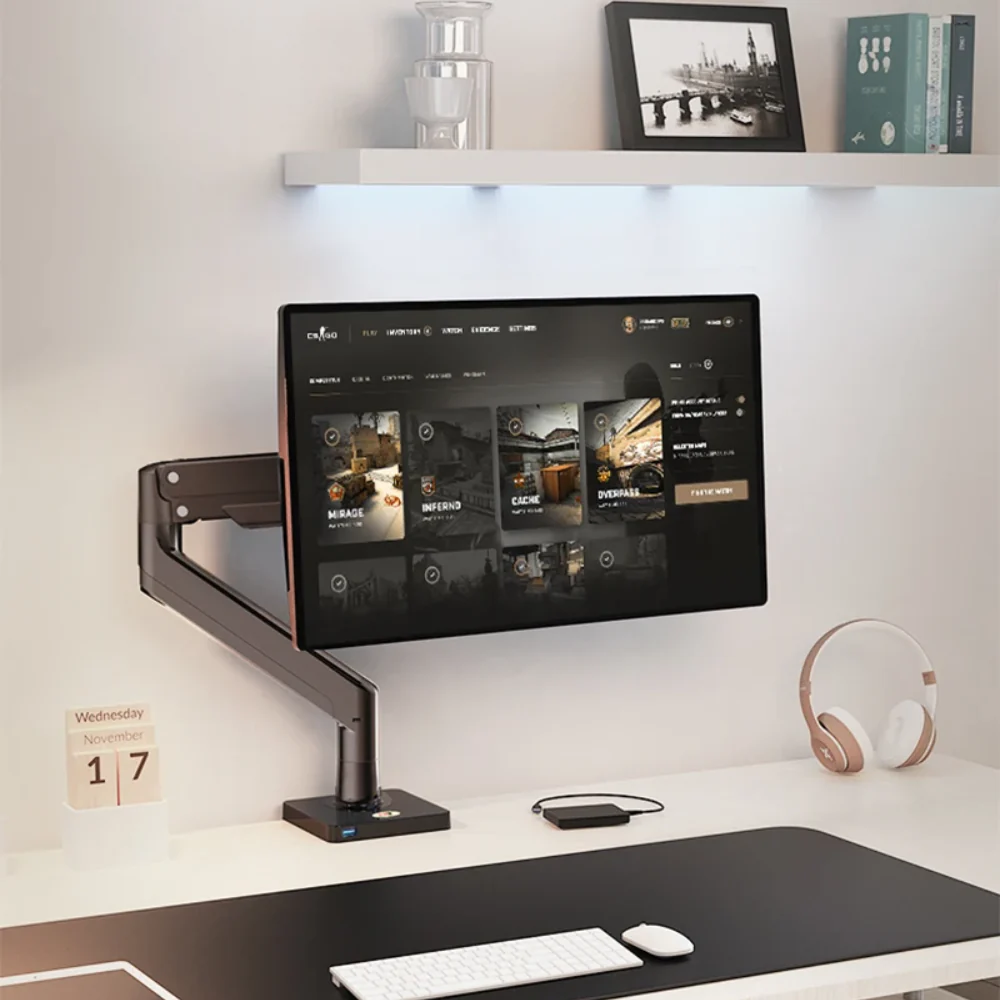 NB G40 Gas Spring Arm 22-40 inch Screen Desktop Monitor Holder 360 Rotate 2-15kgs Monitor Mount Arm with USB 3.0 Port