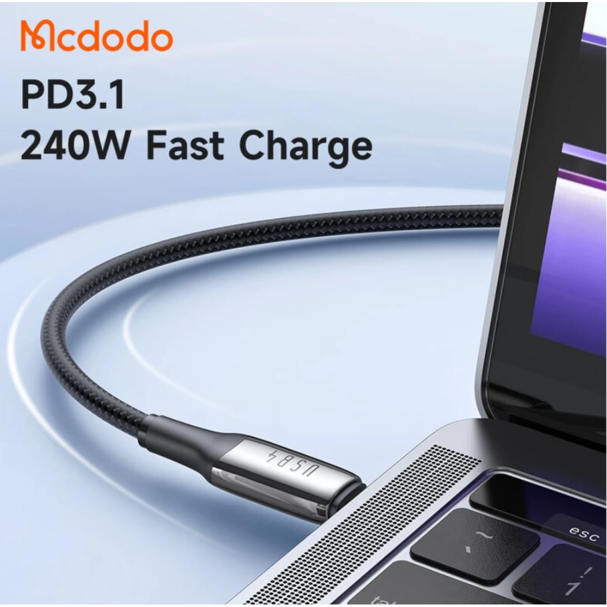 Mcdodo CA-2990 Thunderbolt 4 Data Charger Cable USB Type-C To Type-C 240W 5A USB 4.0 Super Cable 1.2M