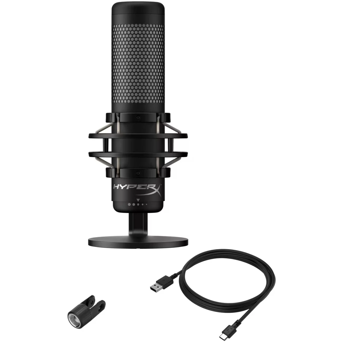 HP HyperX QuadCast 2 (2024) USB Hi-Res Studio-Quality Recording MIC On-Board Controls Mic Status LED - Black