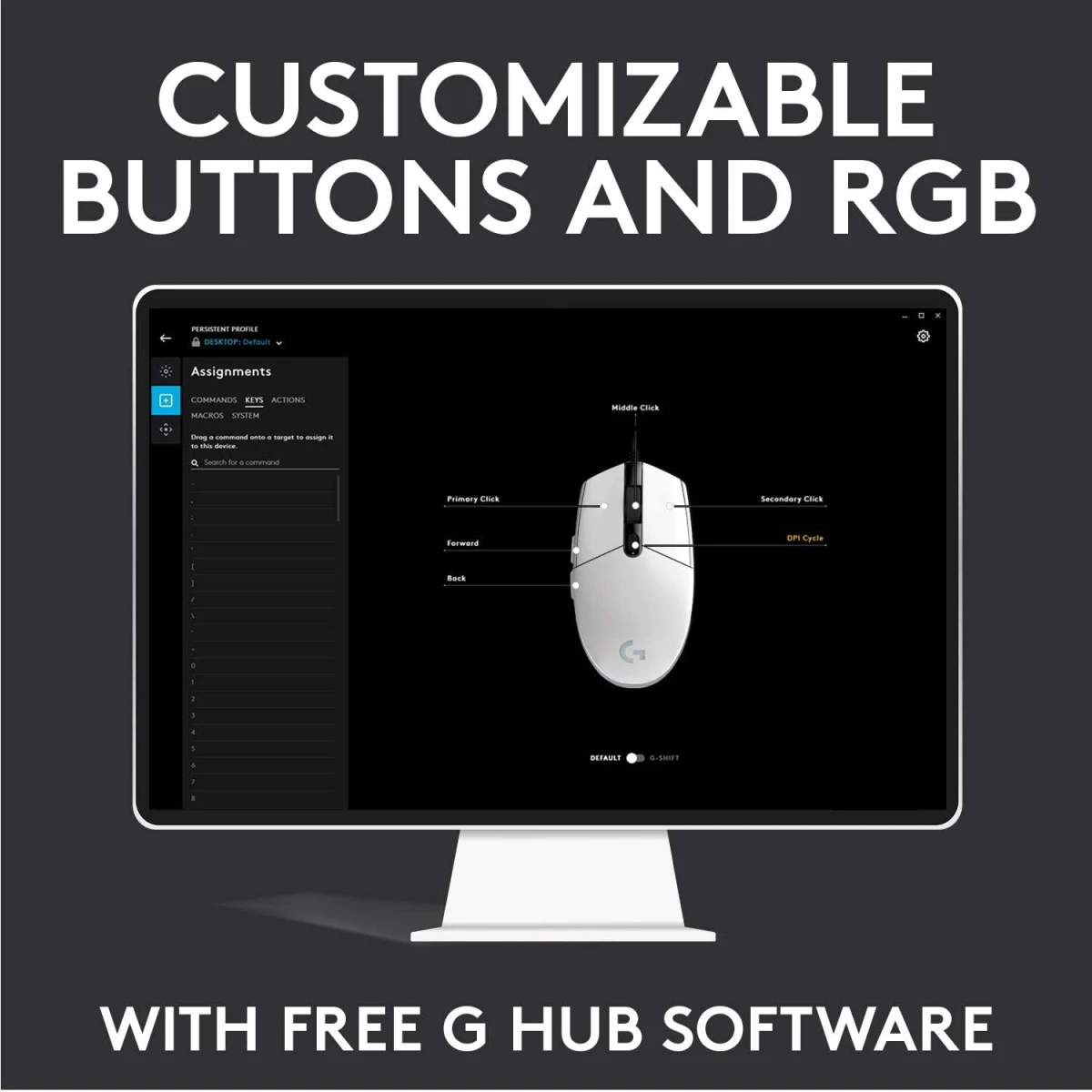 Logitech G102 Light Sync Gaming Customizable RGB Lighting 6 Programmable Buttons Gaming Grade Sensor 8,000dpi Tracking Light Weight - White