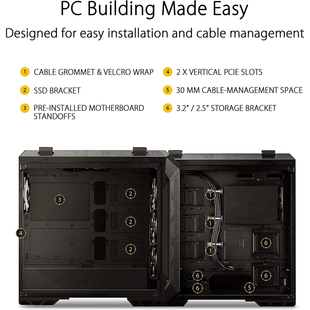 ASUS TUF Gaming GT 501 Mid-Tower Case for up to EATX Motherboards with USB 3.0 Front Panel Cases w/ Handle - Gray