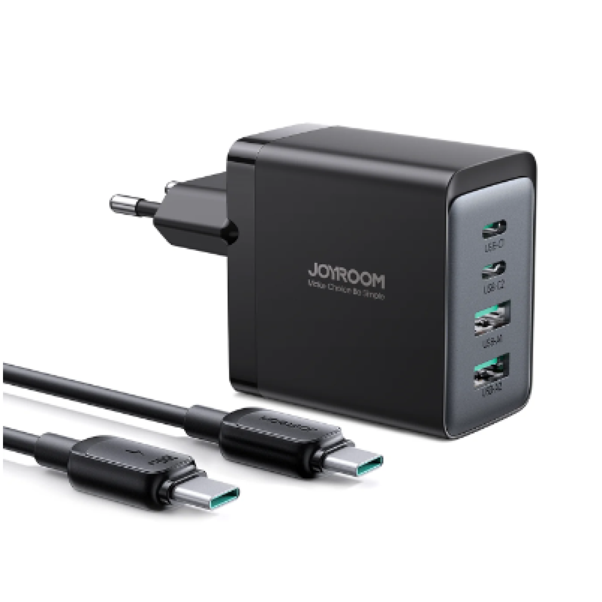 JOYROOOM JR-TCG02 GaN Ultra 67W 2C2A Fast Charger With 100W USB C To C Cable 1.2m