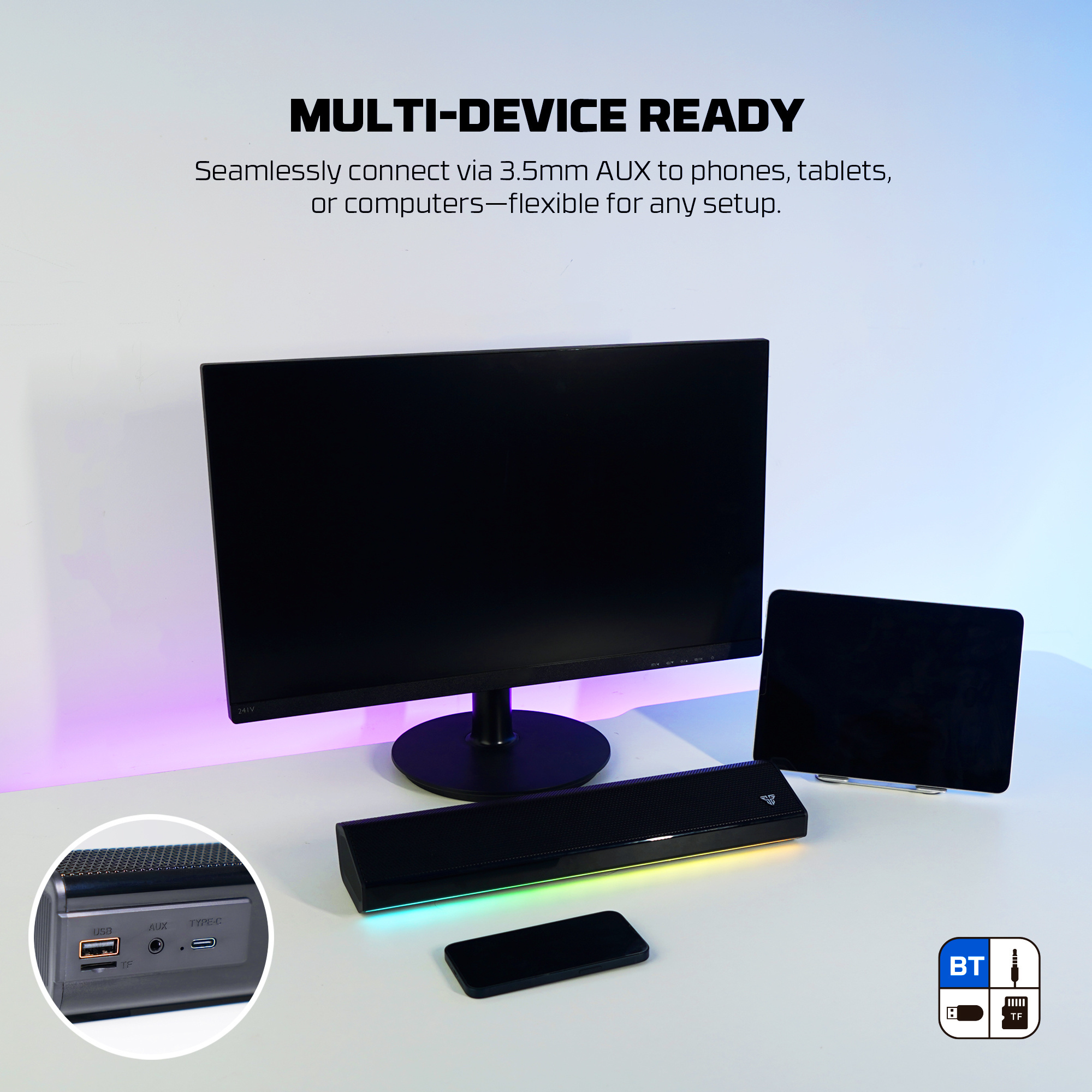 Fantech Groove Bar Pro BS162 BT Version 5.4 Portable Gaming Speaker Black