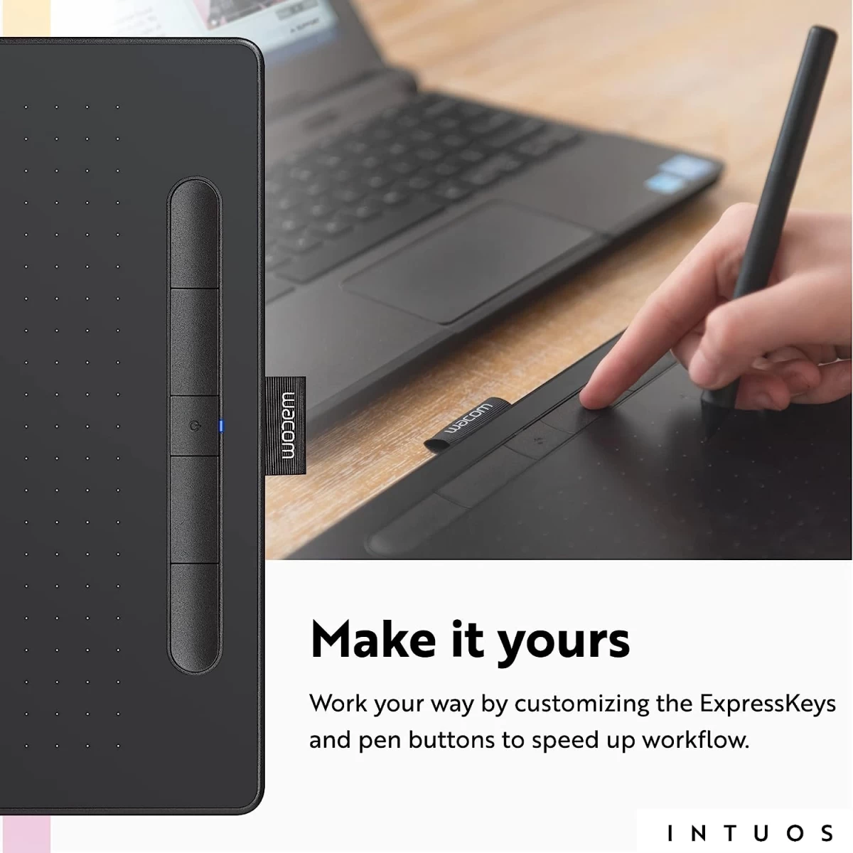 Wacom Intuos Medium USB Graphics Drawing Tablet Portable For Teachers, Students & Creators 4 Customizable ExpressKeys For Chromebook Mac OS Android & Windows - Black