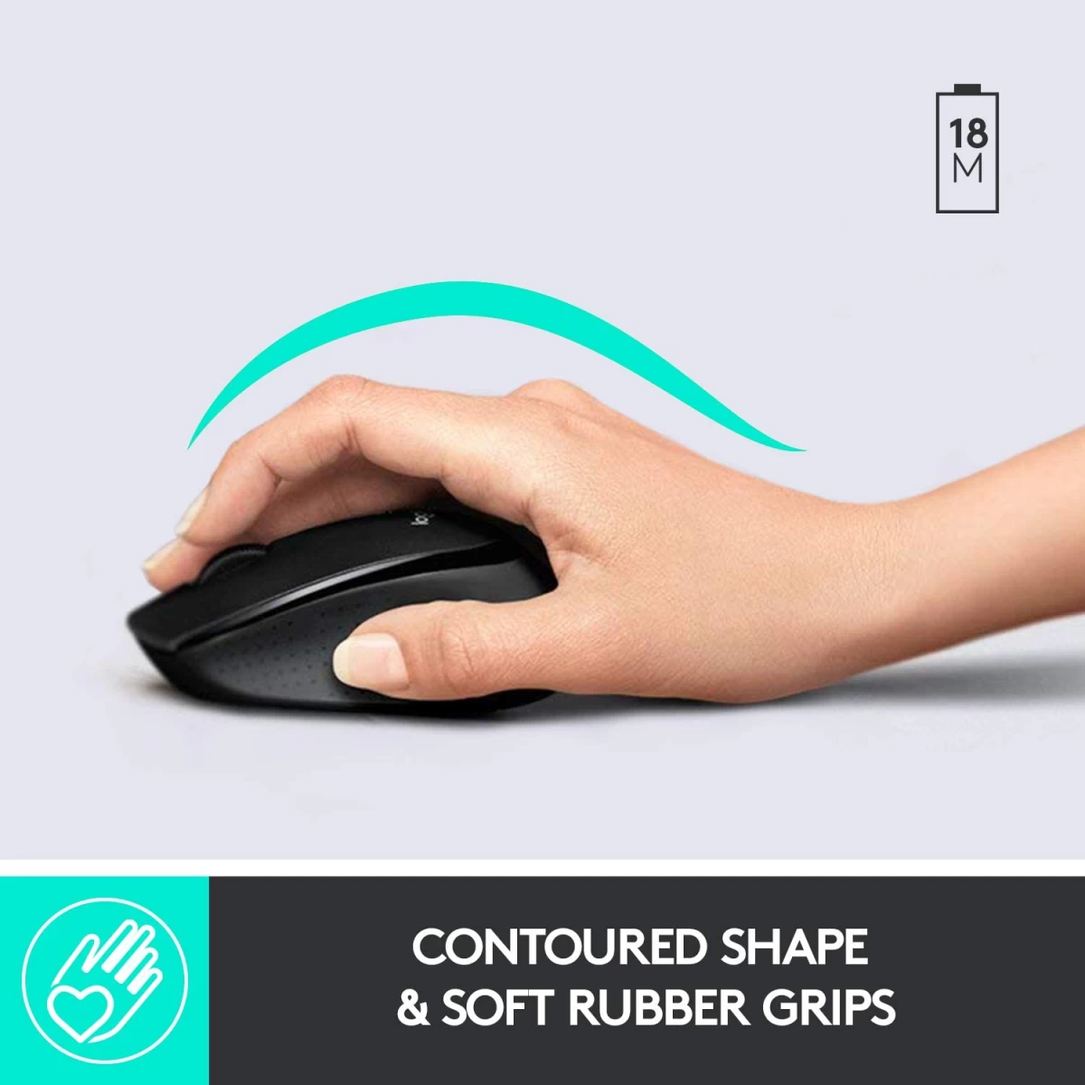 Logitech MK345 Wireless Combo Full-Sized Keyboard with Palm Rest and Comfortable Right-Handed Mouse 2.4 GHz Wireless USB Receiver Arabic / English Layout