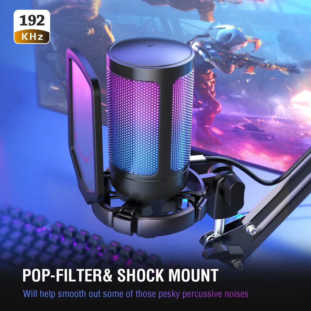 FIFINE Ampli Game A6V USB Microphone with Volume Dial, Mute Button & RGB for Gaming on PC | Laptop | PS4 | PS5 .