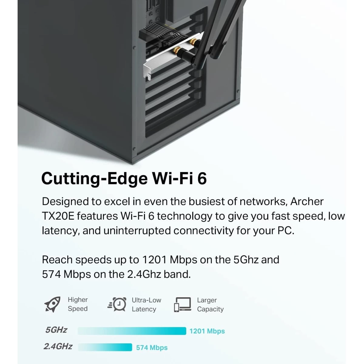 TP-Link Archer TX20E AX1800 WiFi 6 PCIe & Bluetooth 5.2 Dual Band Wireless Adapter MU-MIMO Ultra-Low Latency For Windows 11 &10